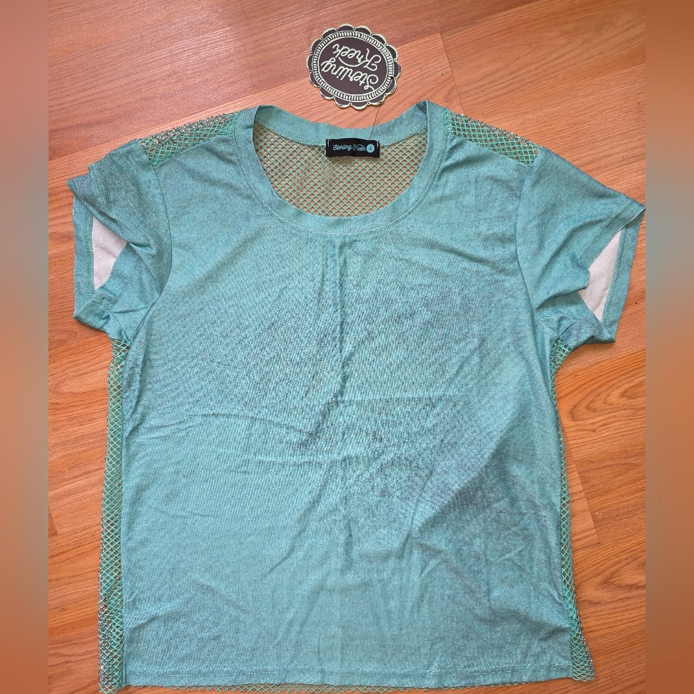 Women's Rhinestone Mesh Tee - Sterling Kreek - Small